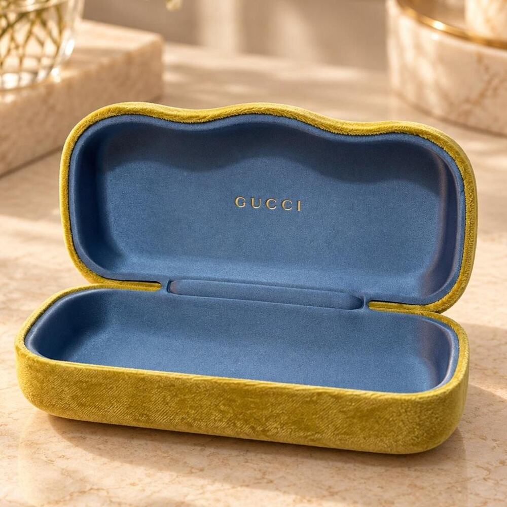Gucci yellow velvet glasses case